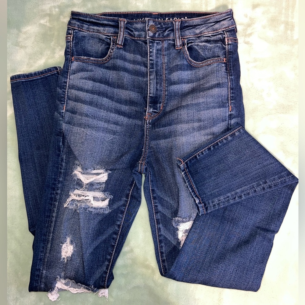 American Eagle Dark Wash Distressed Skinny Jeans